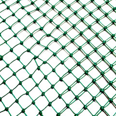 Fototapeta premium Green knotted net pattern isolated on transparent background