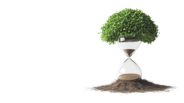 Tree shaped like an hourglass, Transparent background, PNG file