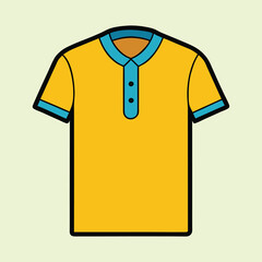Stylized Yellow Polo Shirt with Turquoise Accents on a Light Background