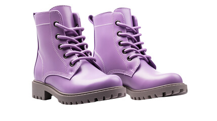 Stylish lilac ankle boots showcased on a transparent background