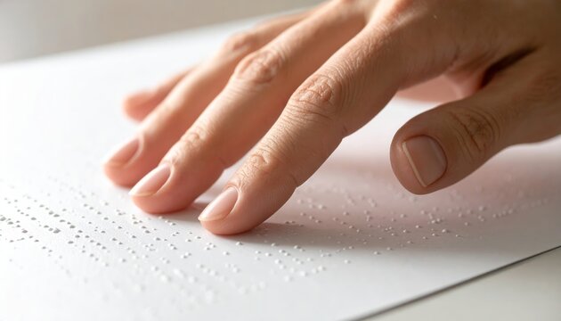 Fingers Tracing Braille A Close-Up View of Tactile Reading - Powered by Adobe