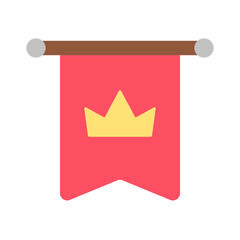 Royal flag icon illustration. Ancient castle flag vector illustration.	