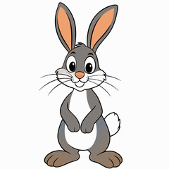 A charming bunny standing on its hind legs, with soft fur, long ears, and a sweet expression, perfect for a playful illustration. generative AI