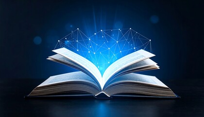 Open book, glowing light