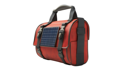 Tech-savvy travel bag with solar panel Transparent background, PNG file