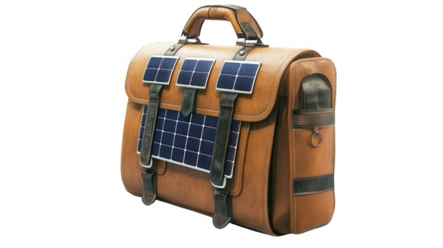 Tech-savvy travel bag with solar panel Transparent background, PNG file - Powered by Adobe