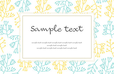 北欧風ボタニカルフレームベクターイラスト グリーン×黄色