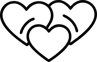 Love Triangle Three Hearts Line Icon