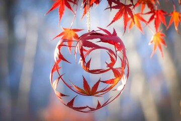 Autumn maple leaf sphere hanging ornament