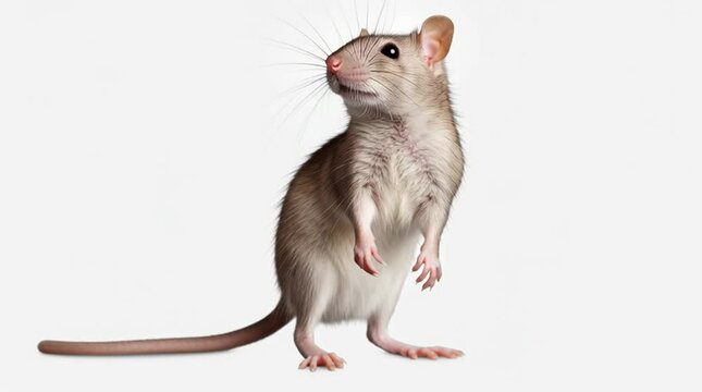Realistic rat animation moving naturally with smooth motion on white backdrop

