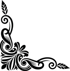 Intricate Symmetrical Corner Motif in Tattoo Style