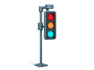 Traffic light with red, orange, and green signals Isolyate on transparent background