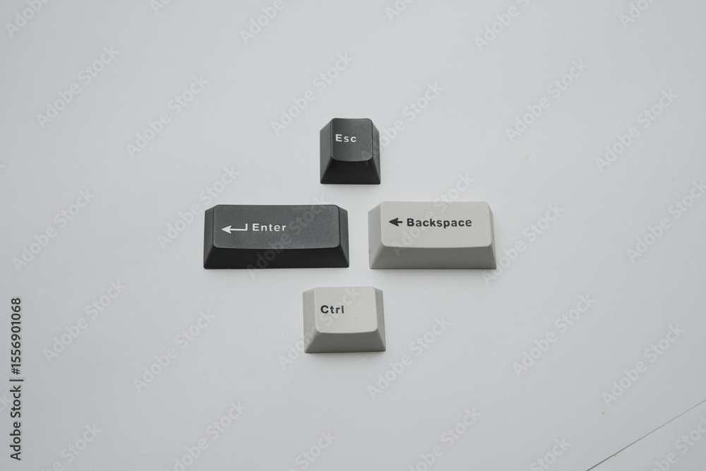 Fototapete Minimalist photographic composition of computer keyboard keys for tech blogs or UI UX design presentations clean digital aesthetic