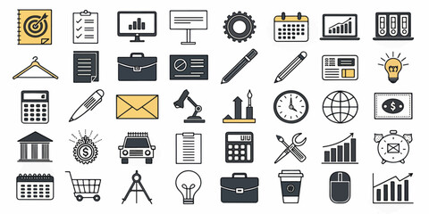 Minimal Black Stroke Icon Set – Modern Flat Vector Design Elements