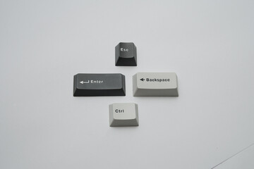 Minimalist photographic composition of computer keyboard keys for tech blogs or UI UX design...