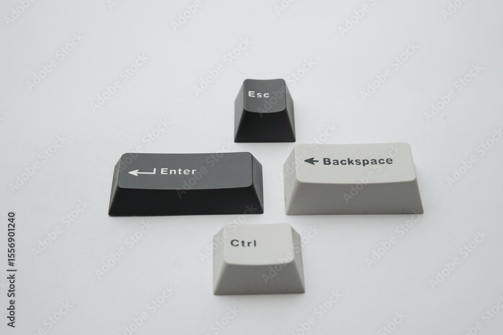 Fototapete Keyboard keys photographic composition minimalist graphic for tech UI UX design computing blog and Technology conceptual style