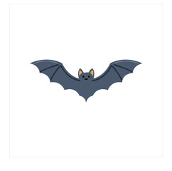 Adorable cartoon bat flying isolated white background