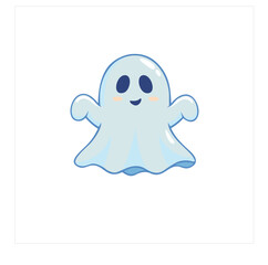 Adorable cartoon ghost happy halloween spooky cute friendly