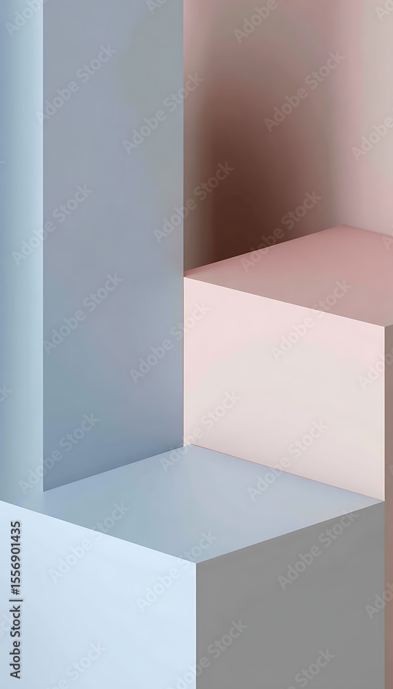 Poster minimalist abstract composition of colored cubes
