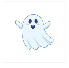 Happy little ghost cartoon character halloween design