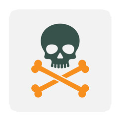 Skull and crossbones danger warning sign icon