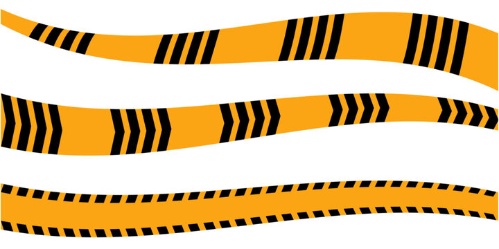 Police line. Set of black and yellow stripes. Vector illustration. Warning, Keep out, do no cross line.