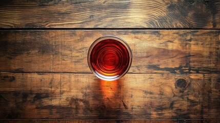 Negroni Cocktail: Seen from Above on Wooden Table for Cocktail and Drink.