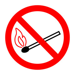 No flame sign isolated on a white background. Flame restriction symbol icon.