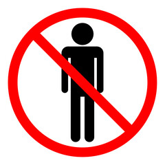 No Entry Prohibited Access Vector Sign for People isolated on a white background