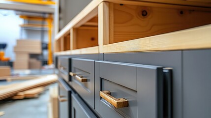 New custom kitchen cabinet being assembled during home improvement project, ideal for interior design and DIY renovation.