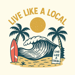 Summer Big Wave Graphic Artwork - Ride The Waves Slogan for Men's and Women's Vintage Beach T-Shirt Designs
