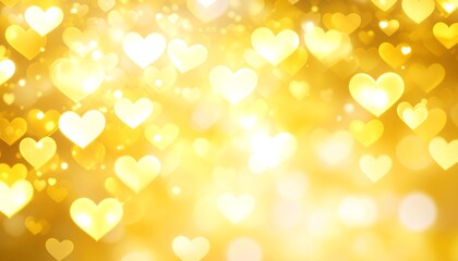 Golden hearts bokeh background