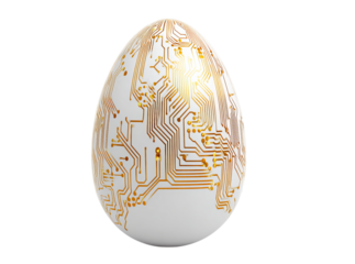 Golden circuit board easter egg technology innovation, Isolated On Transparent Background, Cut Out
