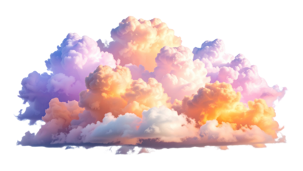 Colorful sunset clouds isolated on white or transparent png