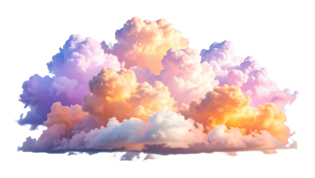 Colorful sunset clouds isolated on white or transparent png