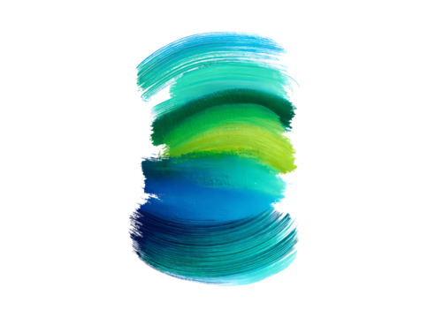 Abstract green blue teal paint strokes texture background, Isolated On Transparent Background, Cut Out