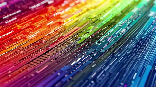 Colorful seamless digital binary code render creating vibrant patterns and textures, Colorful digital binary code 3D render seamless