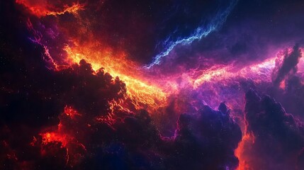 Spectacular Cosmic Nebula with Vibrant Colors and Intricate Cloud Formations