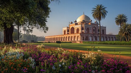 Humayun s Tomb at Sunrise in Delhi Gardens Mughal Architecture India Travel Historical Landmark