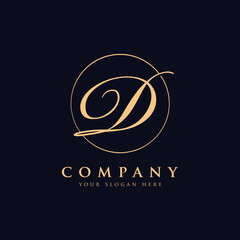 Luxury letter d logo template in gold color. Modern trendy initial luxury d letter logo design. Royal premium letter d logo design vector template.