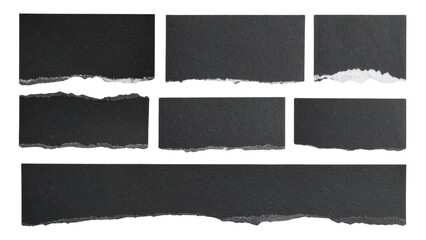 Ripped or torn black paper blending isolated on white or transparent png