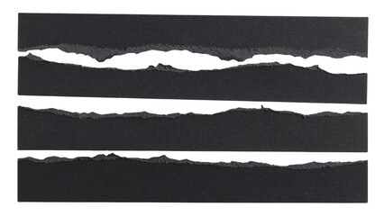 Ripped or torn black paper blending isolated on white or transparent png