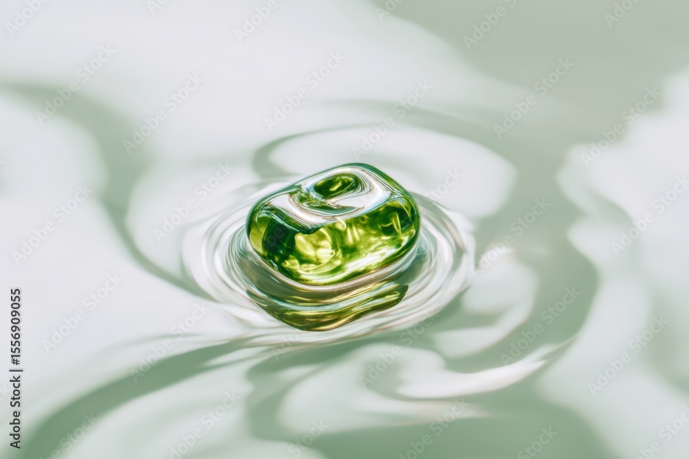 Poster a green object is floating on the surface of a body of water