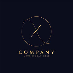 Luxury letter x logo template in gold color. Modern trendy initial luxury x letter logo design. Royal premium letter x logo design vector template.