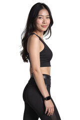 young sporty woman on transparent background