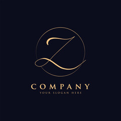 Luxury letter z logo template in gold color. Modern trendy initial luxury z letter logo design. Royal premium letter z logo design vector template.