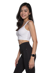 young sporty woman on transparent background