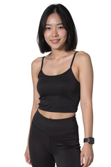 young sporty woman on transparent background