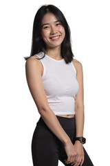 young sporty woman on transparent background