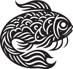 Ornate Koi Fish Tribal Design